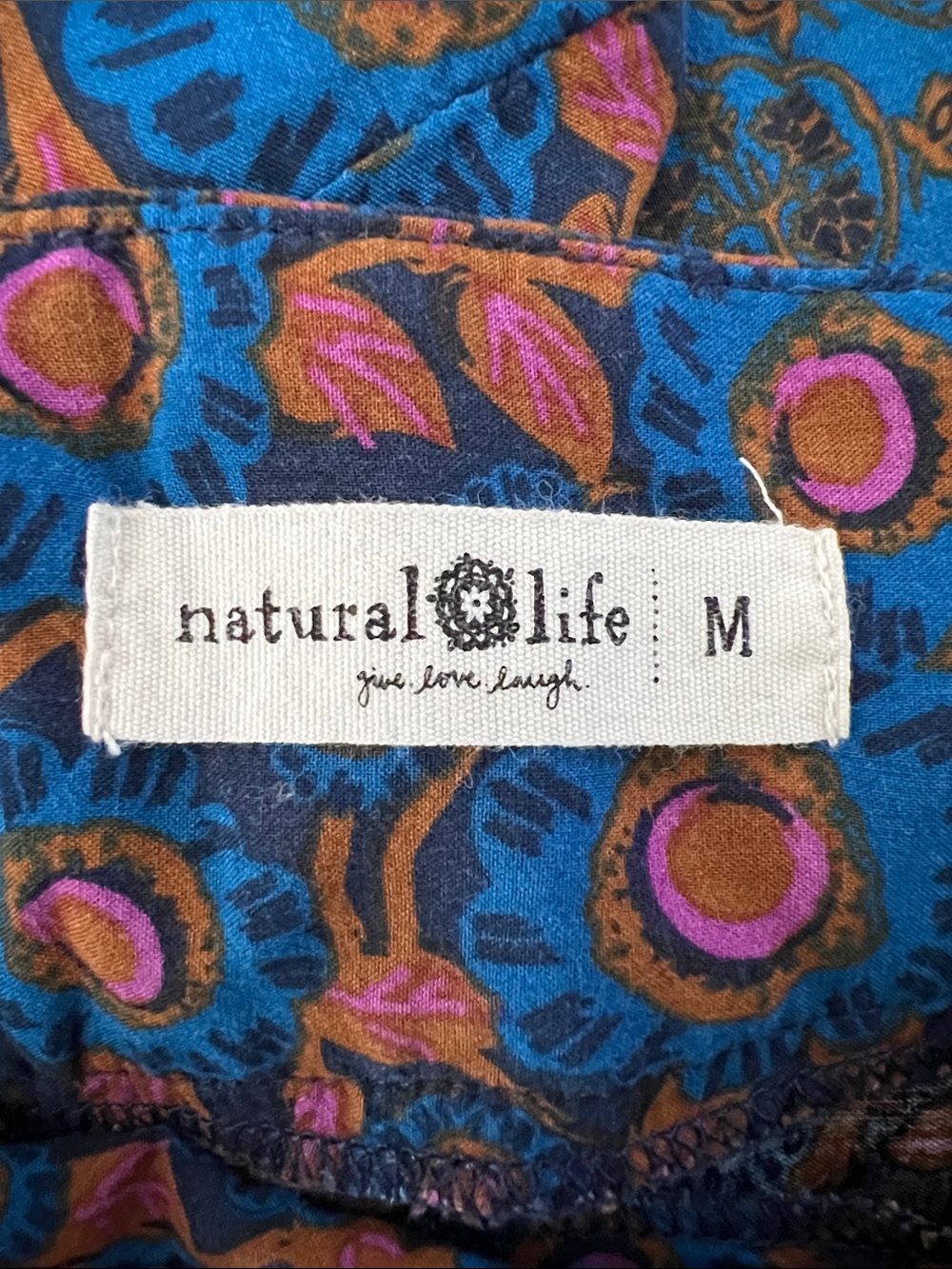 NATURAL LIFE Amy Maxi Skirt Blue and Rust Printed M Boho Fall West Coast - Picture 4 of 12